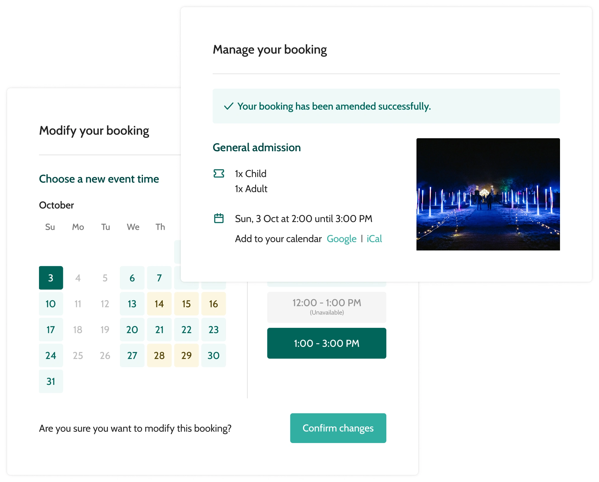 Manage your light show booking - Beyonk graphic interface